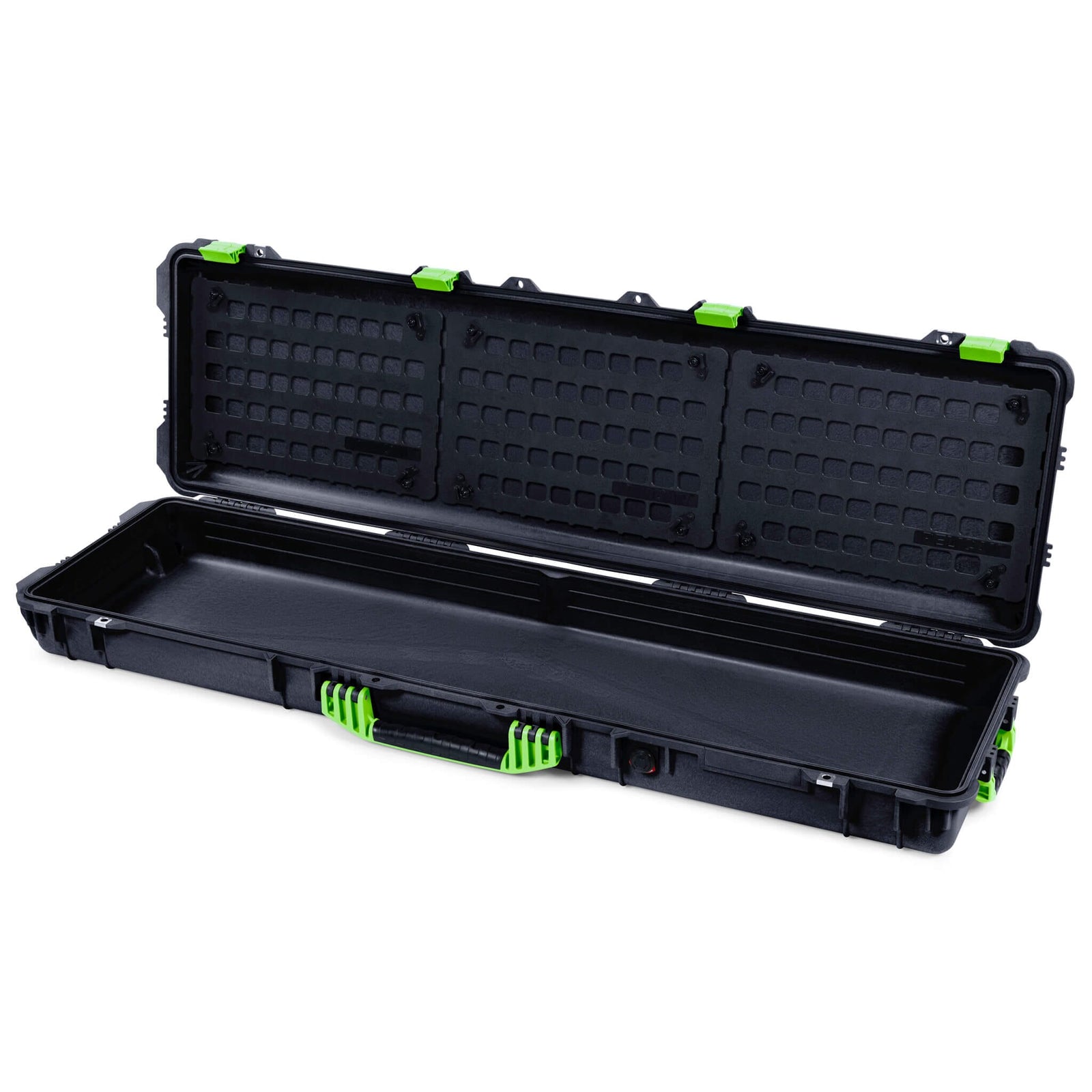 Pelican 1750 Protector Long Case, Black with Lime Green Handles & Latches (Gen2) EZ-Click™ MOLLE Panels Only ColorCase 017500-0400-110-300