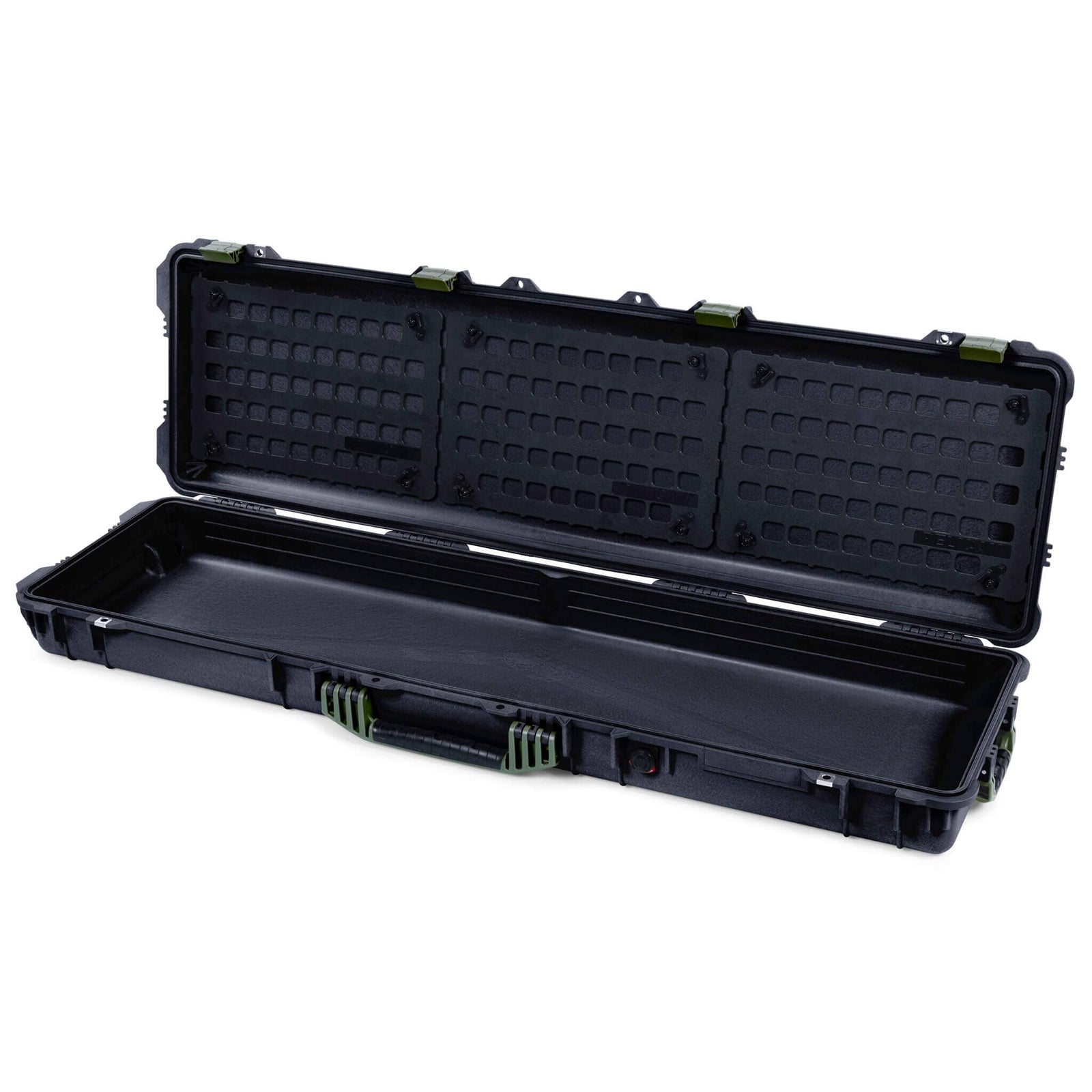 Pelican 1750 Protector Long Case, Black with OD Green Handles & Latches (Gen2) EZ-Click™ MOLLE Panels Only ColorCase 017500-0400-110-130