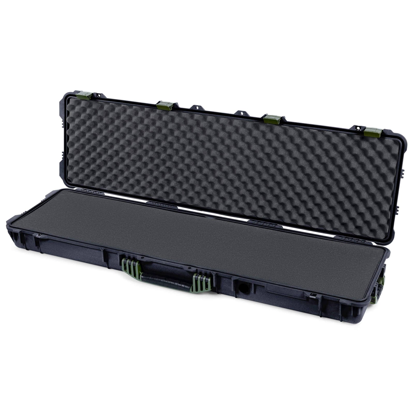 Pelican 1750 Protector Long Case, Black with OD Green Handles & Latches (Gen2) Solid Foam with Convoluted Lid Foam ColorCase 017500-0002-110-130