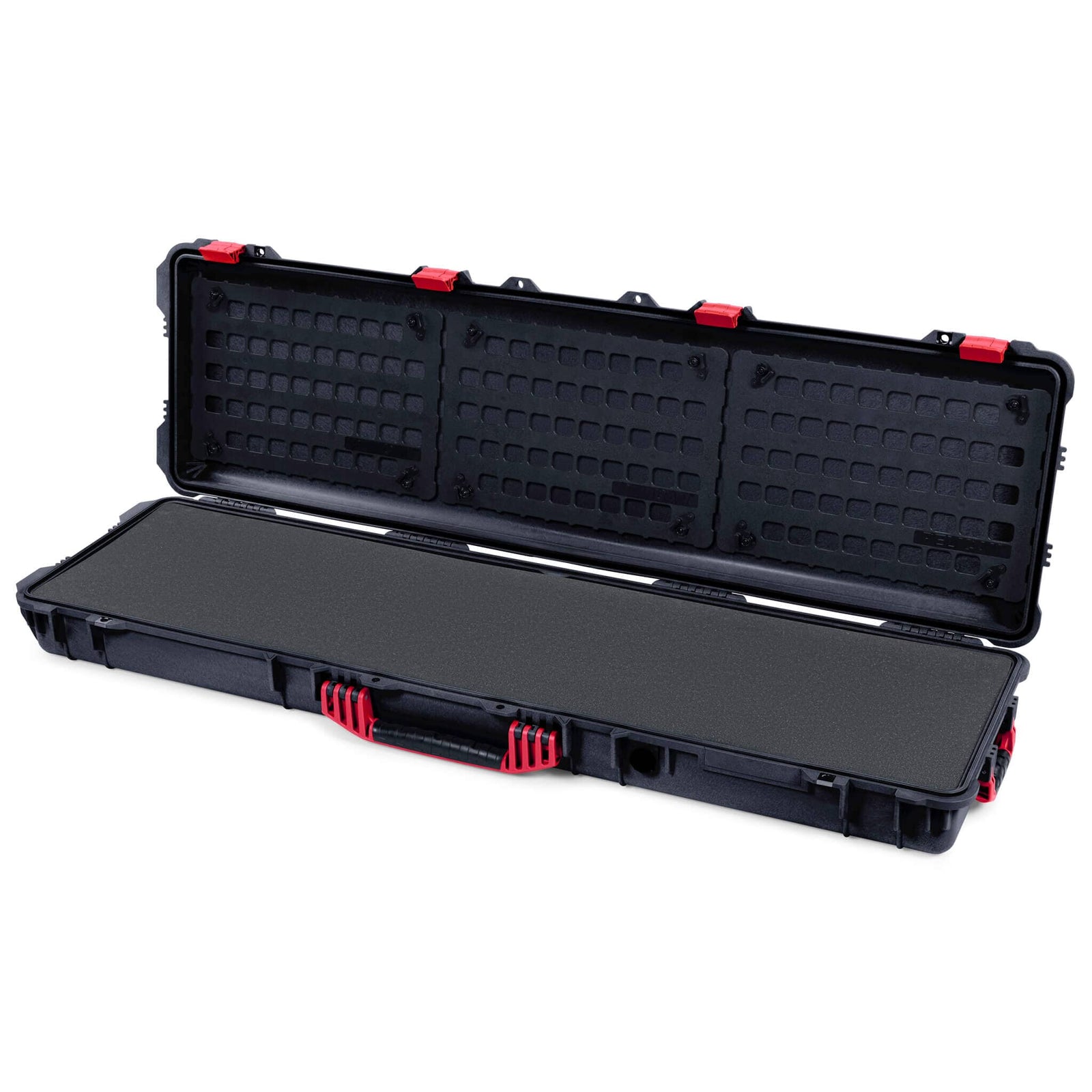 Pelican 1750 Protector Long Case, Black with Red Handles & Latches (Gen2) Pick & Pluck Foam with EZ-Click™ MOLLE Panels ColorCase 017500-0401-110-320