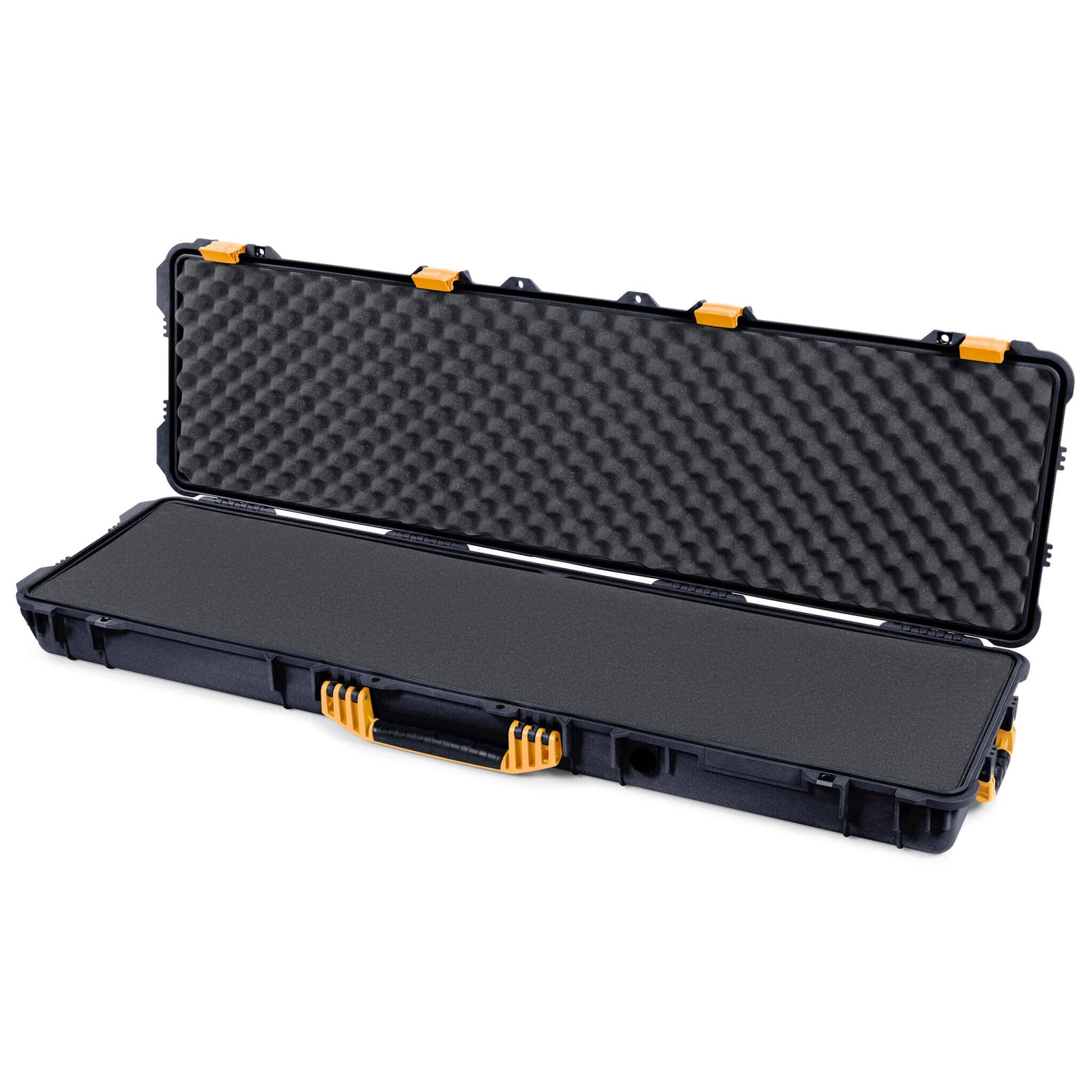Pelican 1750 Protector Long Case, Black with Yellow Handles & Latches (Gen2) Solid Foam with Convoluted Lid Foam ColorCase 017500-0002-110-240