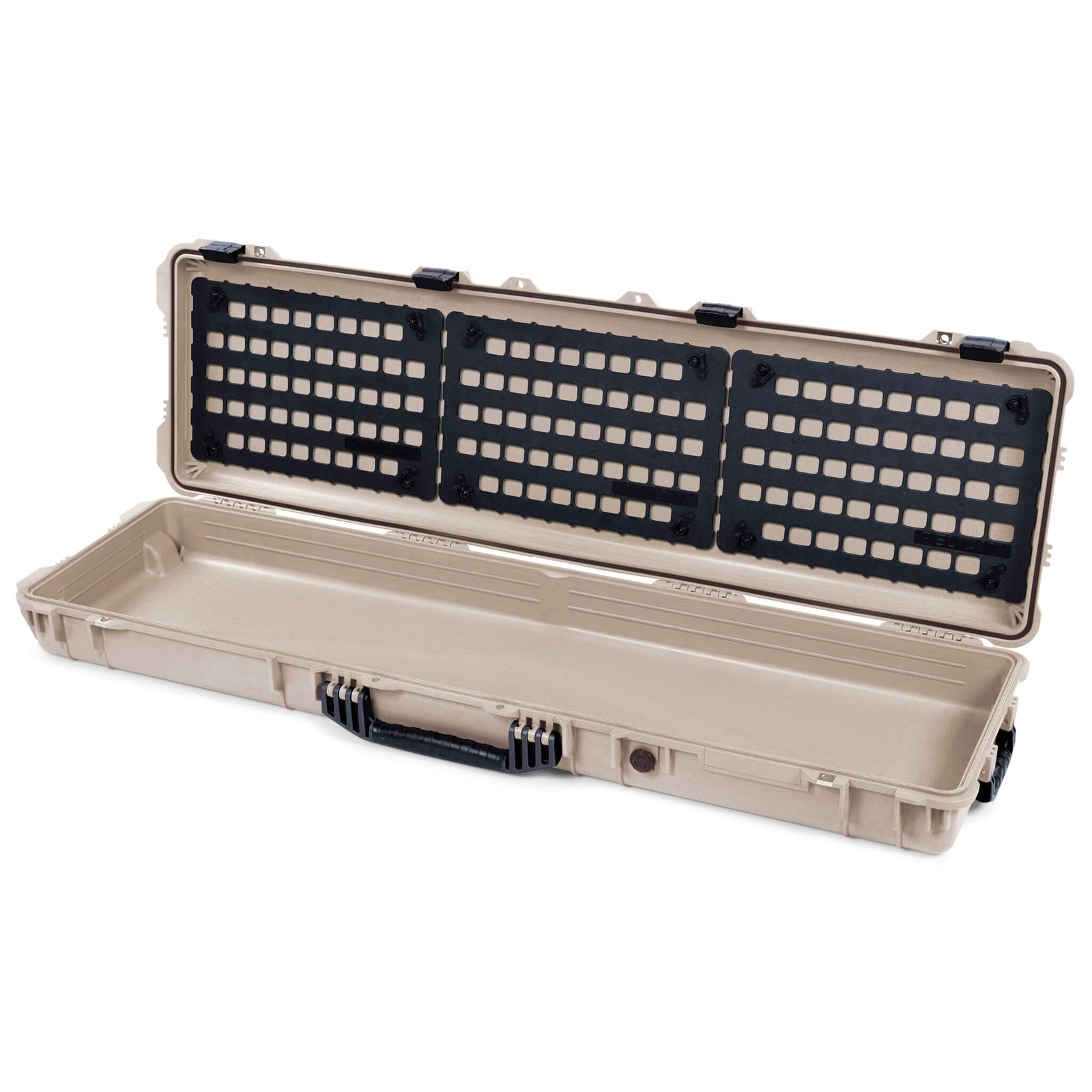 Pelican 1750 Protector Long Case, Desert Tan with Black Handles & Latches (Gen2) EZ-Click™ MOLLE Panels Only ColorCase 017500-0400-310-110