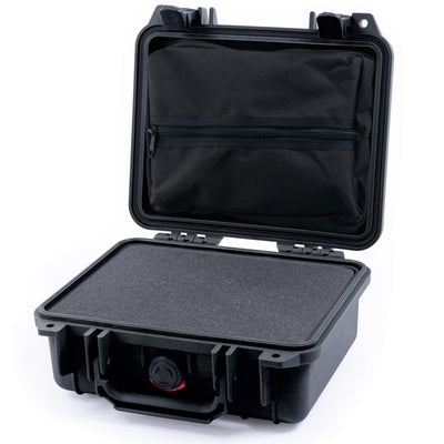 Pelican 1200 Case, Black Pick & Pluck Foam with Zipper Pouch ColorCase 012000-0101-110-110