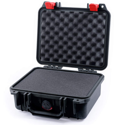 Pelican 1200 Case, Black with Red Latches Pick & Pluck Foam with Convolute Lid Foam ColorCase 012000-0001-110-320