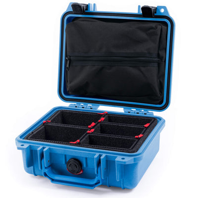 Pelican 1200 Case, Blue with Black Latches TrekPak Divider System with Zipper Pouch ColorCase 012000-0120-120-110