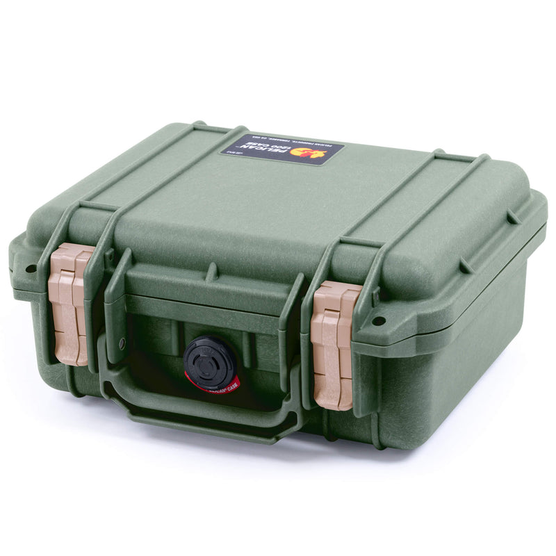 Pelican 1200 Case, OD Green with Desert Tan Latches ColorCase 