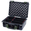 Pelican 1450 Case, Black with OD Green Handle & Latches TrekPak Divider System with Convolute Lid Foam ColorCase 014500-0020-110-130