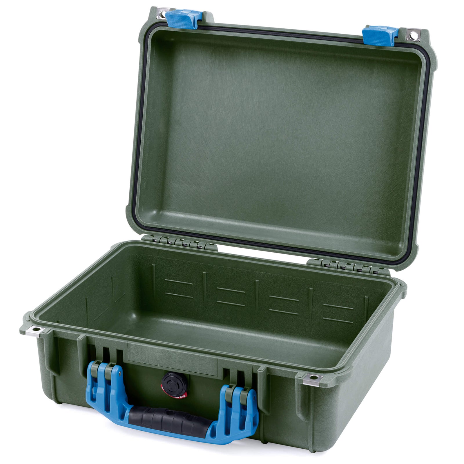 Pelican 1450 Case, OD Green with Blue Handle & Latches None (Case Only) ColorCase 014500-0000-130-120
