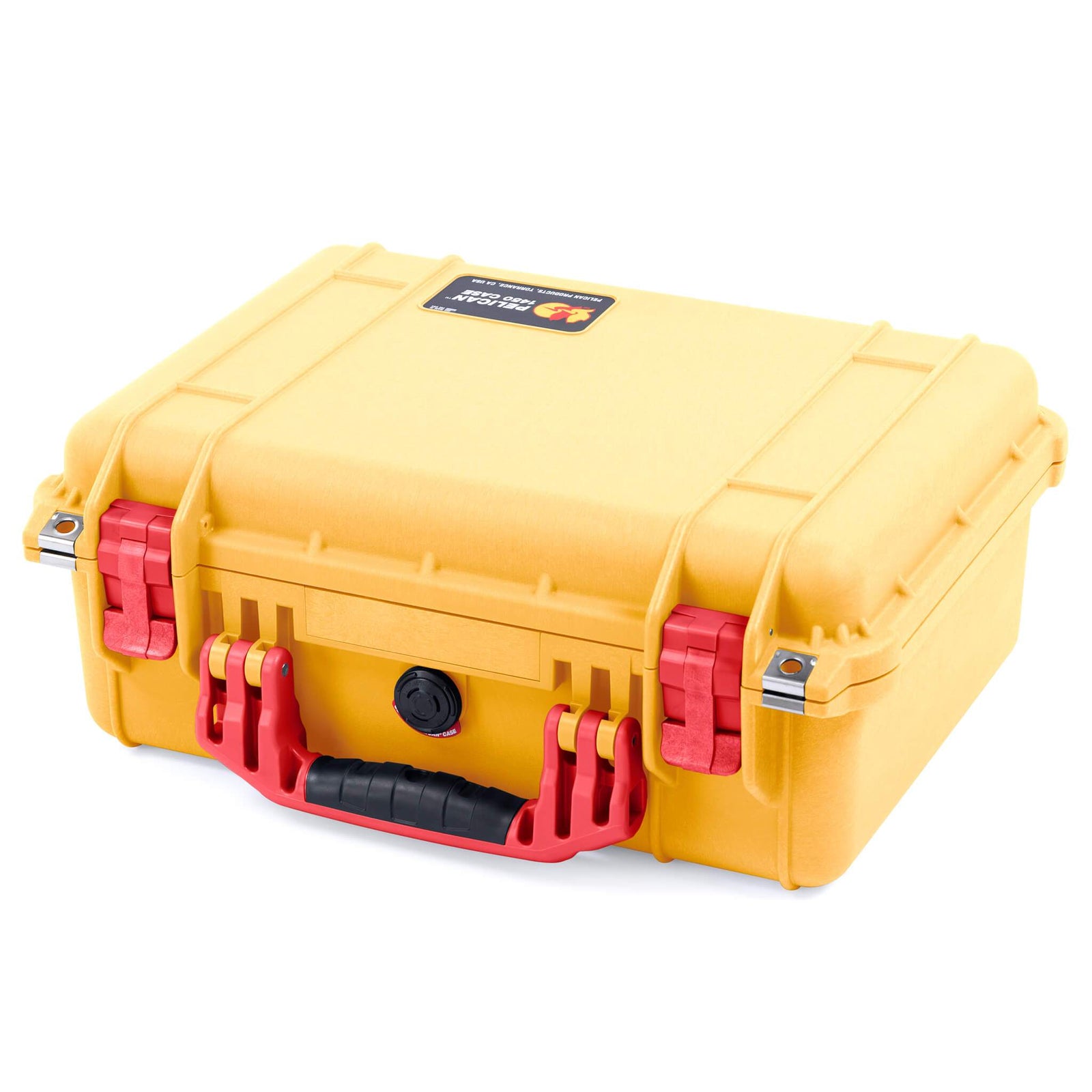 Pelican 1450 Case, Yellow with Red Handle & Latches ColorCase