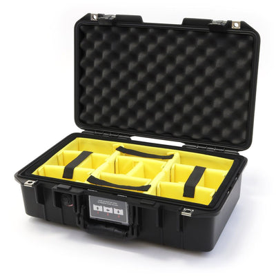 Pelican 1485 Air Case, Black Yellow Padded Microfiber Dividers with Convolute Lid Foam ColorCase 014850-0010-110-110