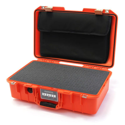 Pelican 1485 Air Case, Orange with Desert Tan Latches Pick & Pluck Foam with Computer Pouch ColorCase 014850-0201-150-310