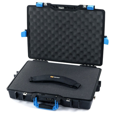 Pelican 1495 Case, Black with Blue Handle & Latches Pick & Pluck Foam with Convolute Lid Foam ColorCase 014950-0001-110-120