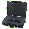Pelican 1495 Case, Black with Lime Green Handle & Latches Pick & Pluck Foam with Convolute Lid Foam ColorCase 014950-0001-110-300