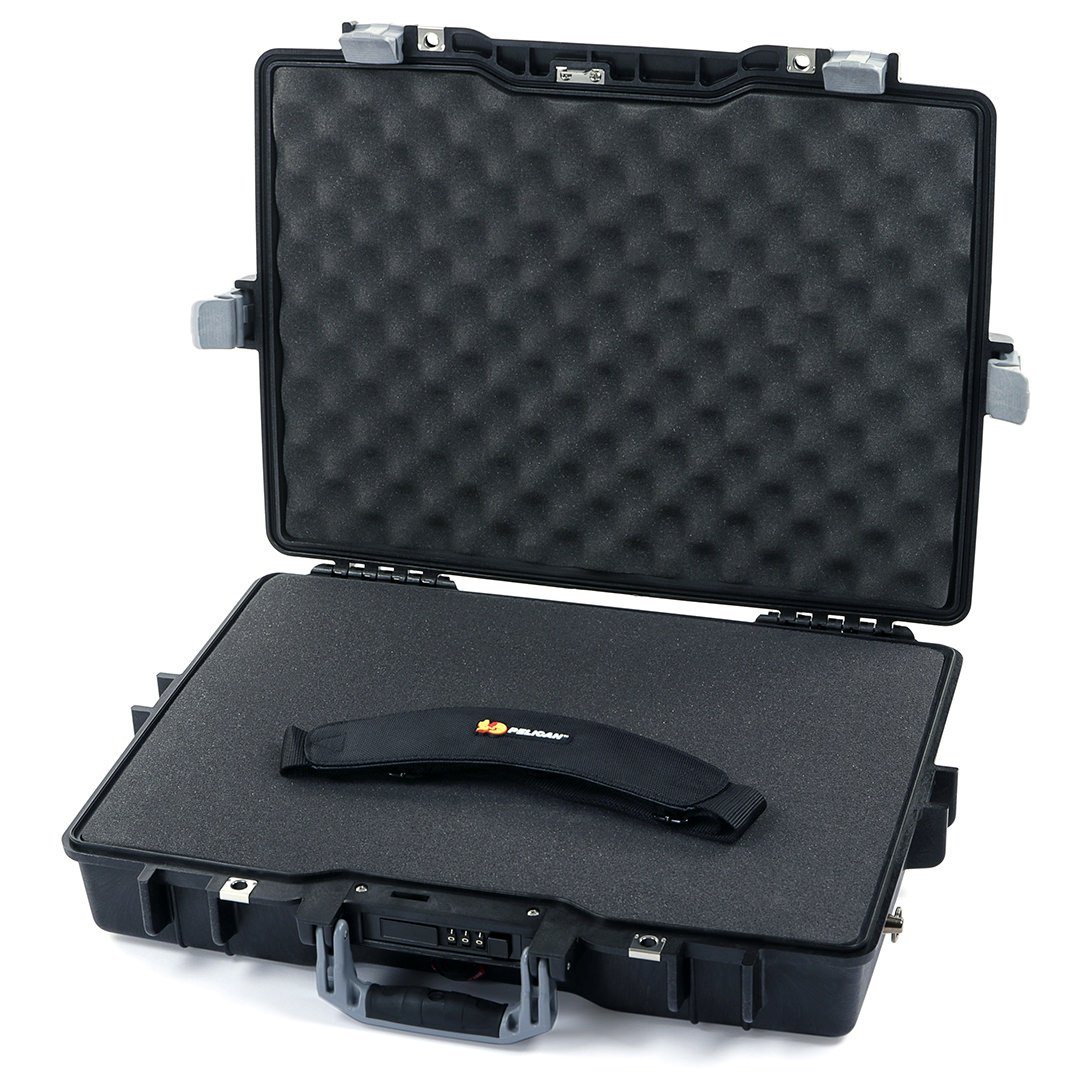 Pelican 1495 Case, Black with Silver Handle & Latches Pick & Pluck Foam with Convolute Lid Foam ColorCase 014950-0001-110-180