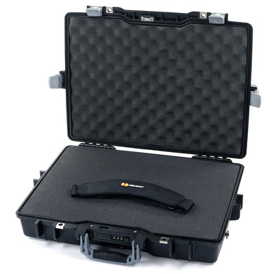 Pelican 1495 Case, Black with Silver Handle & Latches Pick & Pluck Foam with Convolute Lid Foam ColorCase 014950-0001-110-180