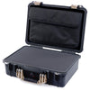 Pelican 1500 Case, Black with Desert Tan Handle & Latches Pick & Pluck Foam with Computer Pouch ColorCase 015000-0201-110-310