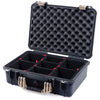 Pelican 1500 Case, Black with Desert Tan Handle & Latches TrekPak Divider System with Convolute Lid Foam ColorCase 015000-0020-110-310