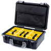 Pelican 1500 Case, Black with Silver Handle & Latches Yellow Padded Microfiber Dividers with Computer Pouch ColorCase 015000-0210-110-180