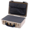 Pelican 1500 Case, Desert Tan with Black Handle & Latches Pick & Pluck Foam with Computer Pouch ColorCase 015000-0201-310-110