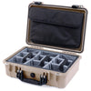 Pelican 1500 Case, Desert Tan with Black Handle & Latches Gray Padded Microfiber Dividers with Computer Pouch ColorCase 015000-0270-310-110