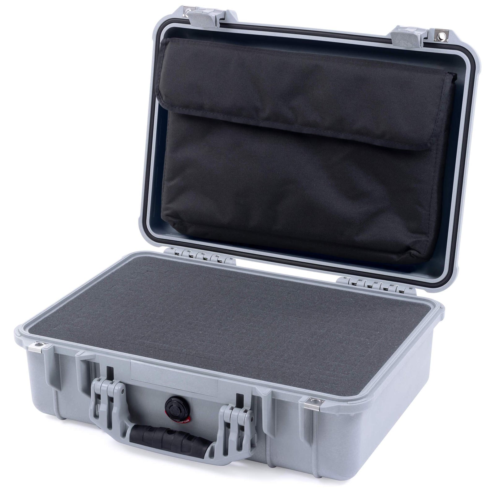 Pelican 1500 Case, Silver Pick & Pluck Foam with Computer Pouch ColorCase 015000-0201-180-180