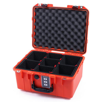 Pelican 1507 Air Case, Orange with Black Handle & Latches TrekPak Divider System with Convolute Lid Foam ColorCase 015070-0020-150-110