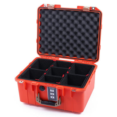 Pelican 1507 Air Case, Orange with Desert Tan Handle & Latches TrekPak Divider System with Convolute Lid Foam ColorCase 015070-0020-150-310