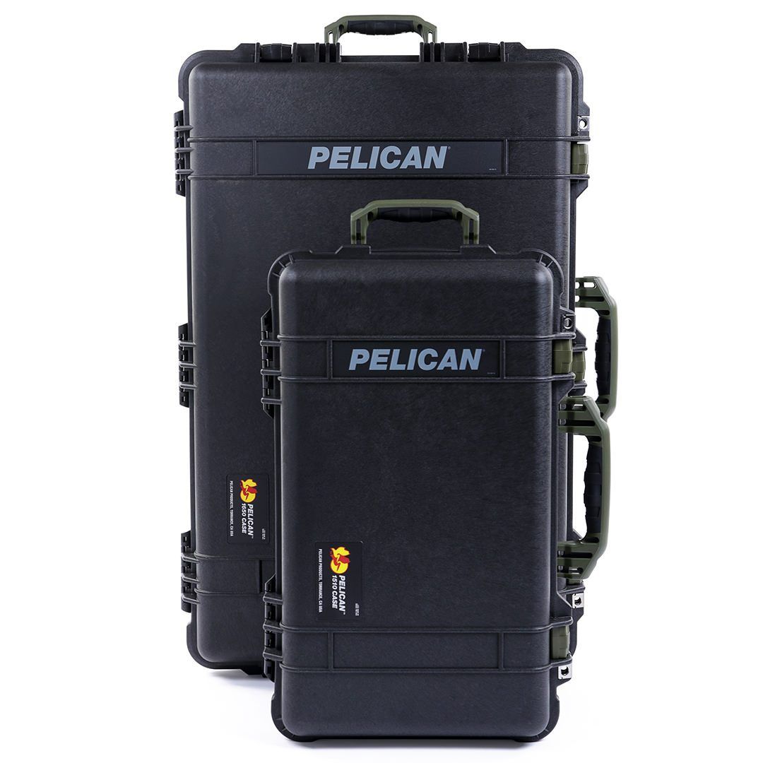 Pelican 1510 & 1650 Case Bundle, Black with OD Green Handles & Latches ColorCase