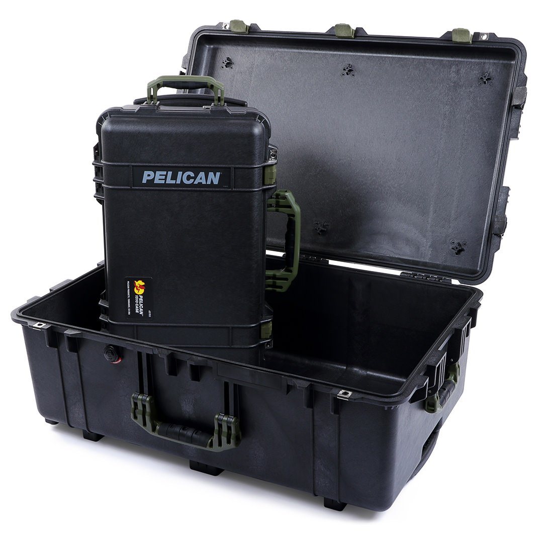 Pelican 1510 & 1650 Case Bundle, Black with OD Green Handles & Latches ColorCase