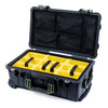 Pelican 1510 Case, Black with OD Green Handles & Latches Yellow Padded Microfiber Dividers with Mesh Lid Organizer ColorCase 015100-0110-110-130