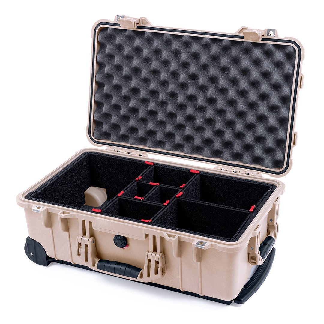 Pelican 1510 Case, Desert Tan TrekPak Divider System with Convolute Lid Foam ColorCase 015100-0020-310-310