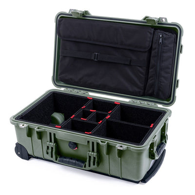 Pelican 1510 Case, OD Green TrekPak Divider System with Computer Pouch ColorCase 015100-0220-130-130