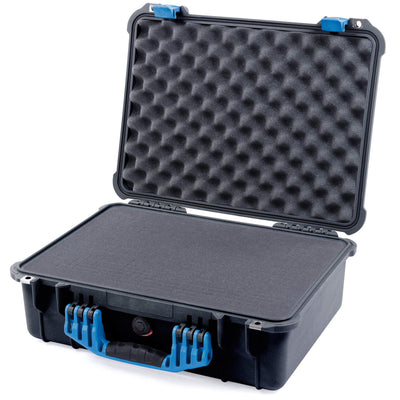 Pelican 1520 Case, Black with Blue Handle & Latches Pick & Pluck Foam with Convolute Lid Foam ColorCase 015200-0001-110-120