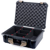 Pelican 1520 Case, Black with Desert Tan Handle & Latches TrekPak Divider System with Convolute Lid Foam ColorCase 015200-0020-110-310