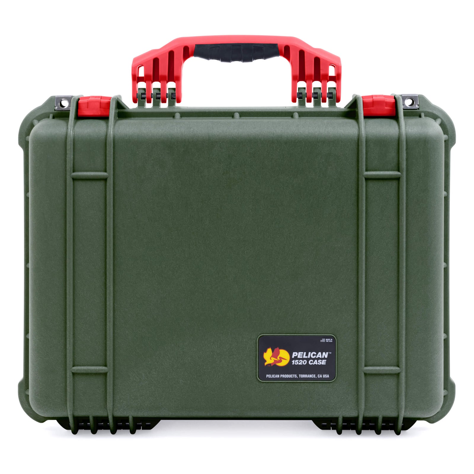 Pelican 1520 Case, OD Green with Red Handle & Latches ColorCase