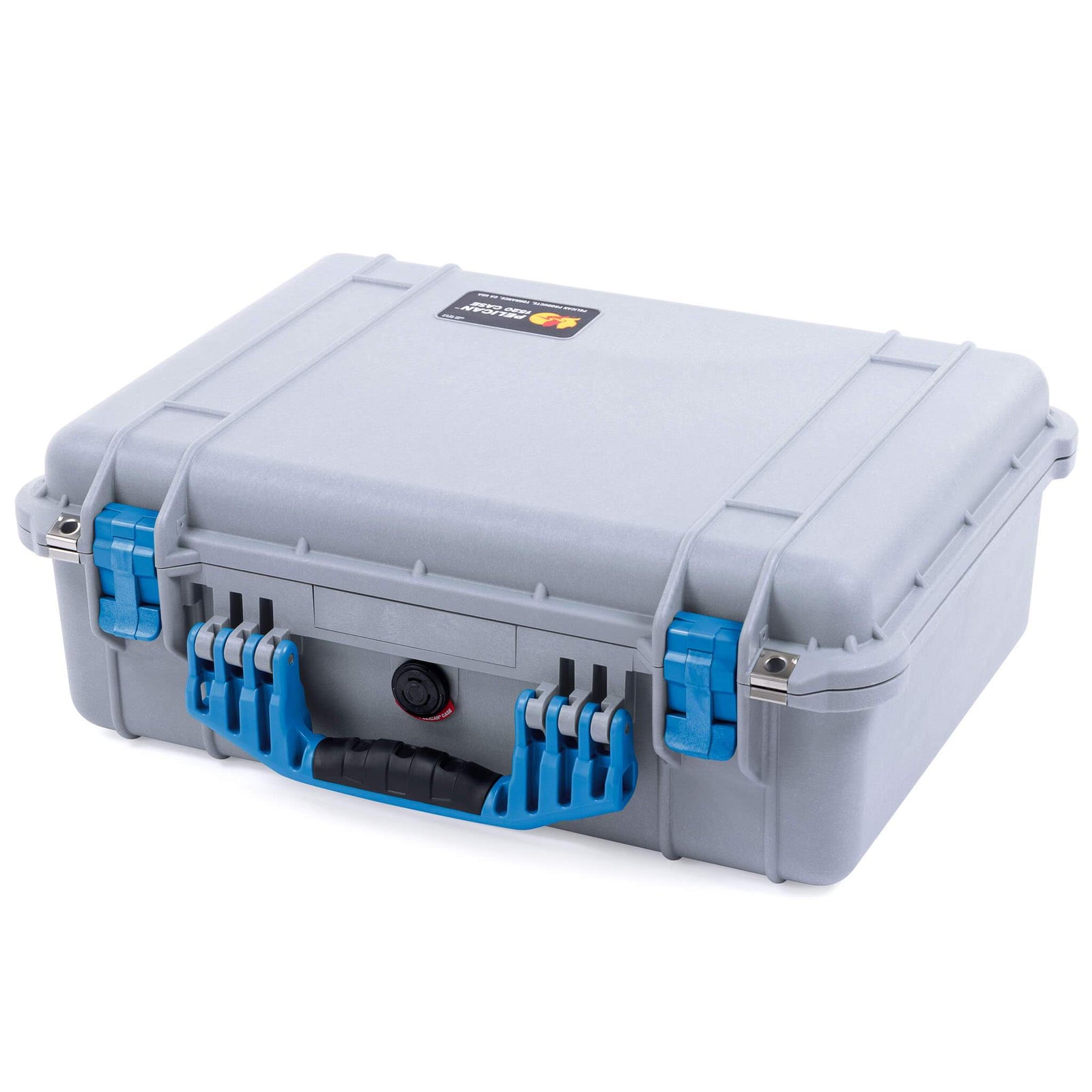 Pelican 1520 Case, Silver with Blue Handle & Latches ColorCase