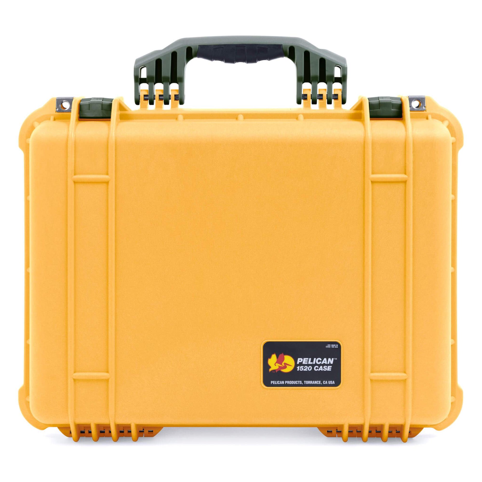 Pelican 1520 Case, Yellow with OD Green Handle & Latches ColorCase 