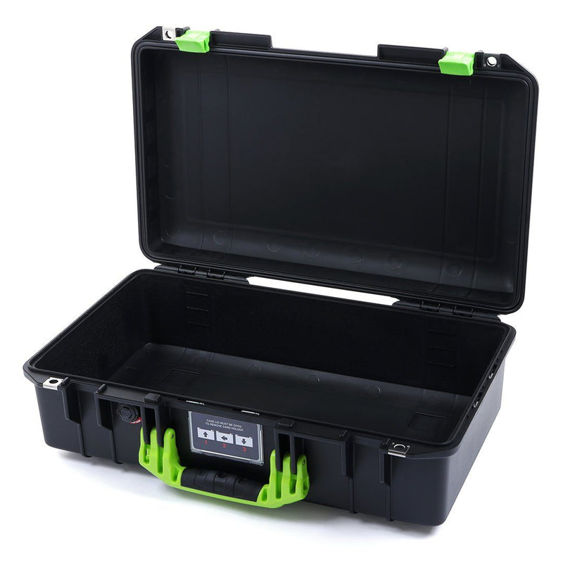 Pelican 1525 Air Case, Black with Lime Green Handle & Latches ColorCase 