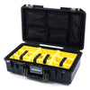 Pelican 1525 Air Case, Black with OD Green Handle & Latches Yellow Padded Microfiber Dividers with Mesh Lid Organizer ColorCase 015250-0110-110-130