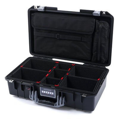 Pelican 1525 Air Case, Black with Silver Handle & Latches TrekPak Divider Sytem with Laptop Computer Pouch ColorCase 015250-0220-110-180