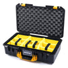 Pelican 1525 Air Case, Black with Yellow Handle & Latches Yellow Padded Microfiber Dividers with Convolute Lid Foam ColorCase 015250-0010-110-240