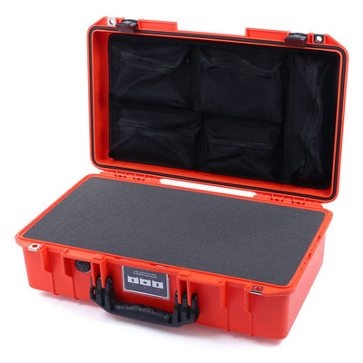 Pelican 1525 Air Case, Orange with Black Handle & Latches Pick & Pluck Foam with Mesh Lid Organizer ColorCase 015250-0101-150-110