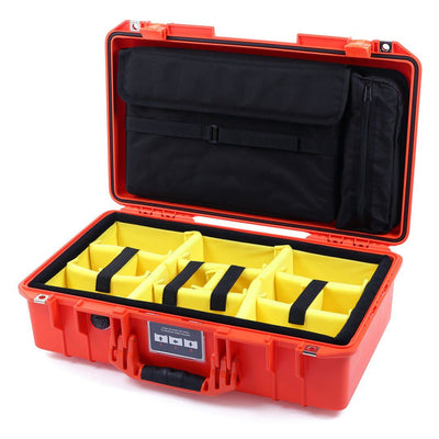 Pelican 1525 Air Case, Orange Yellow Padded Microfiber Dividers with Laptop Computer Pouch ColorCase 015250-0210-150-150