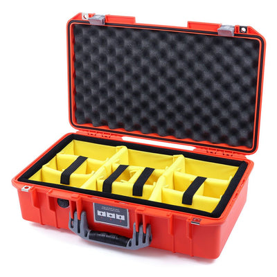 Pelican 1525 Air Case, Orange with Silver Handle & Latches Yellow Padded Microfiber Dividers with Convolute Lid Foam ColorCase 015250-0010-150-180
