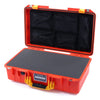 Pelican 1525 Air Case, Orange with Yellow Handle & Latches Pick & Pluck Foam with Mesh Lid Organizer ColorCase 015250-0101-150-240