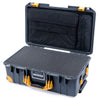 Pelican 1535 Air Case, Charcoal with Yellow Handles, Push-Button Latches & Trolley Pick & Pluck Foam with Computer Pouch ColorCase 015350-0201-520-240-240