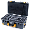 Pelican 1535 Air Case, Charcoal with Yellow Handles, Push-Button Latches & Trolley Gray Padded Microfiber Dividers with Computer Pouch ColorCase 015350-0270-520-240-240