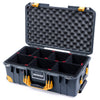 Pelican 1535 Air Case, Charcoal with Yellow Handles, Push-Button Latches & Trolley TrekPak Divider System with Convoluted Lid Foam ColorCase 015350-0020-520-240-240