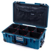 Pelican 1535 Air Case, Indigo with Black Handles, Push-Button Latches & Trolley TrekPak Divider System with Combo-Pouch Lid Organizer ColorCase 015350-0320-500-110-110