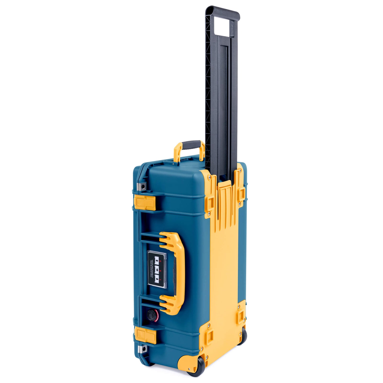 Pelican 1535 Air Case, Indigo with Yellow Handles, Push-Button Latches & Trolley ColorCase